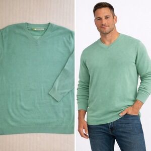 Tommy Bahama Mens XL Cotton Textured Crewneck Sweater Seafoam Green Raglan
